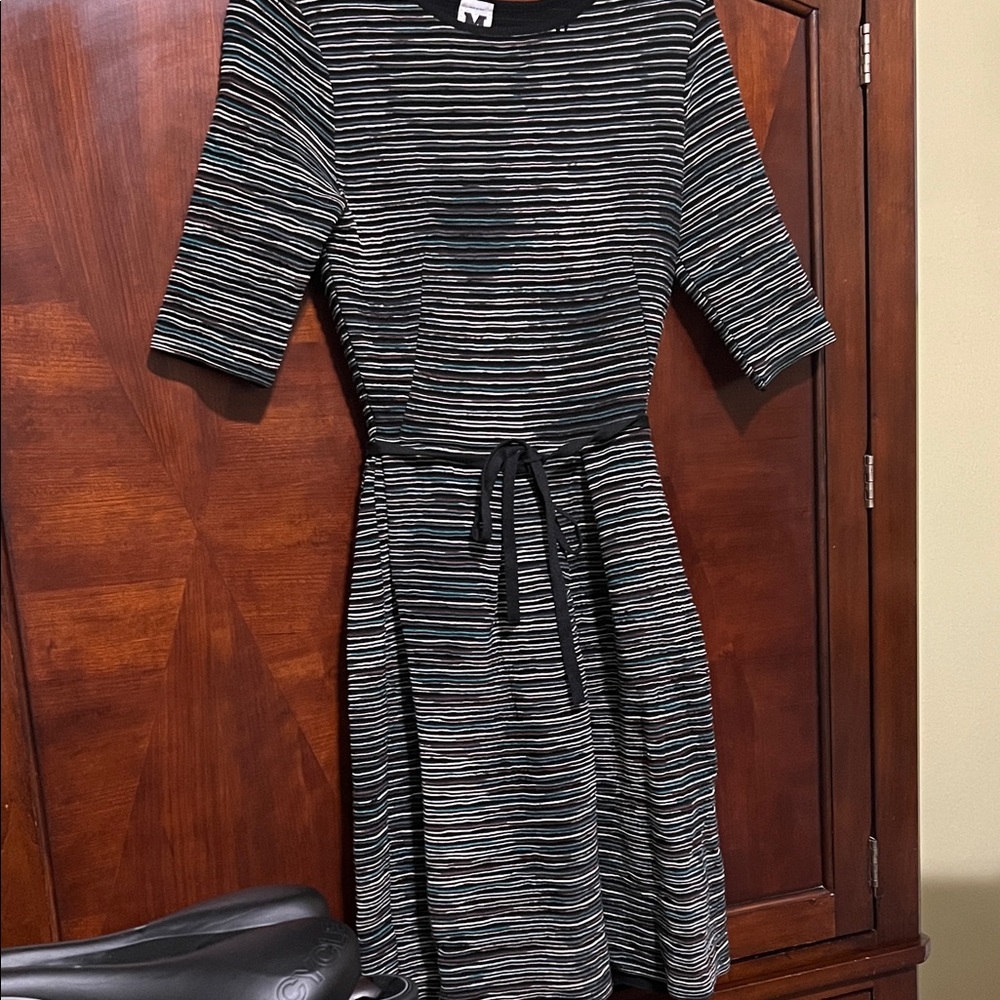 M by Missoni Black, Green, Gray Striped Midi Dress size 42